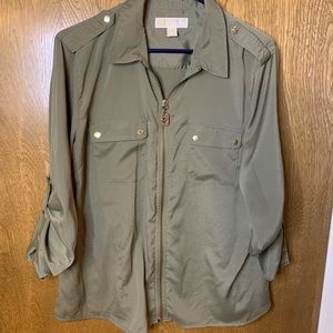Michael Kors olive zip blouse